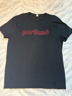 Portland Trail Blazers Graphic Crew Neck T‑Shirt - Black with Red Print